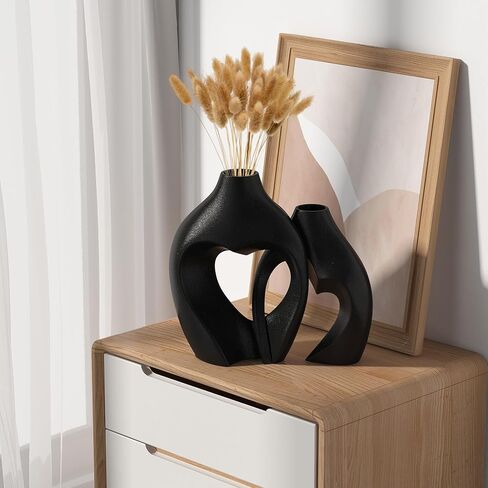 مزهريات بيضاء للديكور ، مجموعة مزهرية من السيراميك على شكل قلب من 2 ، مزهريات على شكل قلب الشمال ، مزهرية زخرفية الحد الأدنى لمركز الزفاف in Kuwait