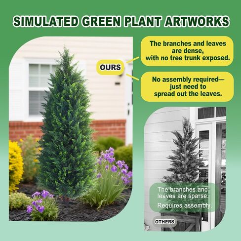 3FT Artificial Topiary Cedar Trees 2 Pack, Lush Thick Greenery UV Rated Artificial Plants for Outdoor Planters Decor, Realistic Fake Trees Indoor Garden in Saudi Arabia