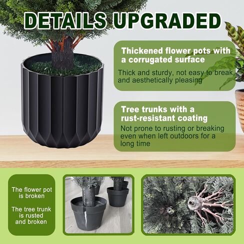 3FT Artificial Topiary Cedar Trees 2 Pack, Lush Thick Greenery UV Rated Artificial Plants for Outdoor Planters Decor, Realistic Fake Trees Indoor Garden in Saudi Arabia