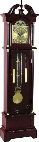 Traditional Floor Standing Grandfather Clock, 72 Inch, Cherry Finish, Metal Moon Dial, Westminster Chime, 71.6" H x 19.2" W x 8.6" D, Battery Powered in Saudi Arabia