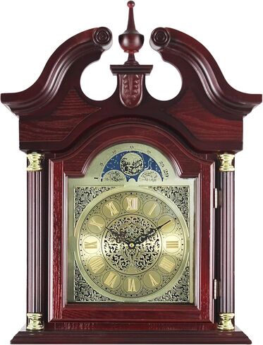 Traditional Floor Standing Grandfather Clock, 72 Inch, Cherry Finish, Metal Moon Dial, Westminster Chime, 71.6" H x 19.2" W x 8.6" D, Battery Powered in Saudi Arabia