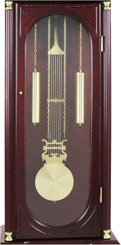 Traditional Floor Standing Grandfather Clock, 72 Inch, Cherry Finish, Metal Moon Dial, Westminster Chime, 71.6" H x 19.2" W x 8.6" D, Battery Powered in Saudi Arabia