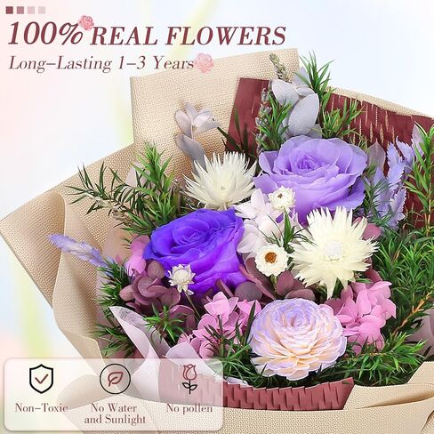 Bloom's Diary Preserved Flowers Bouquet, Flowers for Delivery Prime, Birthday Gifts for Women, Wife, Mother, Her (Purple) in Saudi Arabia