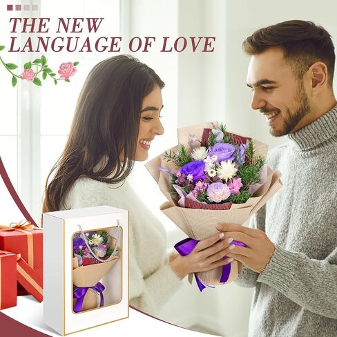 Bloom's Diary Preserved Flowers Bouquet, Flowers for Delivery Prime, Birthday Gifts for Women, Wife, Mother, Her (Purple) in Saudi Arabia