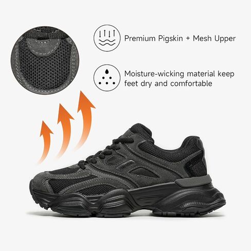 BEAU TODAY Platform Sneakers for Women, Womens Fashion Sneakers, Lace Up Chunky Leather Walking Sneakers, Comfortable Non-Slip Wide Width Casual Dad Shoes in Saudi Arabia
