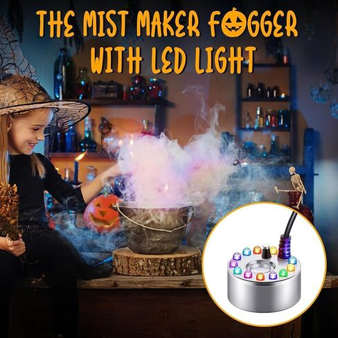 4 حزمة هالوين صانع الضباب الضباب مع 12 أضواء LED ، آلة الضباب بالموجات فوق الصوتية لنافورة المياه ، البركة ، ديكور حفلات عيد الهالوين في الهواء الطلق ، لون متغير هواء الترطيب in Saudi Arabia