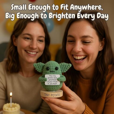 Handmade Baby Yoda Positive Crochet Doll with 30 Fun Affirmations - Funny Emotional Support Friendship Gift for Christmas, Birthday Gifts for Women Men | Birthday Gift Idea for Women Friends, Coworker in Saudi Arabia