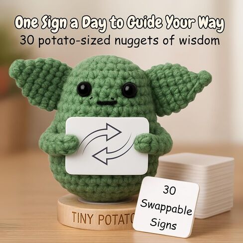Handmade Baby Yoda Positive Crochet Doll with 30 Fun Affirmations - Funny Emotional Support Friendship Gift for Christmas, Birthday Gifts for Women Men | Birthday Gift Idea for Women Friends, Coworker in Saudi Arabia