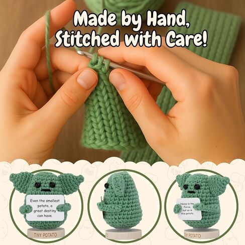 Handmade Baby Yoda Positive Crochet Doll with 30 Fun Affirmations - Funny Emotional Support Friendship Gift for Christmas, Birthday Gifts for Women Men | Birthday Gift Idea for Women Friends, Coworker in Saudi Arabia