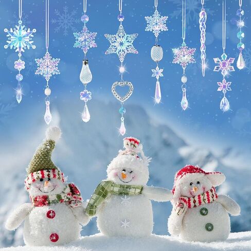 Crystal Ornaments Christmas Tree Decorations - 21pcs Christmas Tree Ornaments Sparkling Dazzling Festival Party Decoration Crystal Snowflake Design Hanging Ornament Holiday Season Home Decor in Saudi Arabia