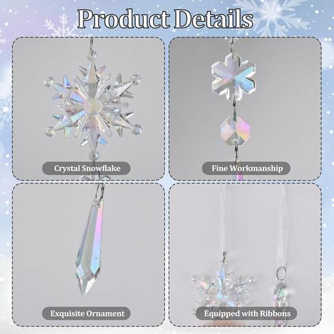 Crystal Ornaments Christmas Tree Decorations - 21pcs Christmas Tree Ornaments Sparkling Dazzling Festival Party Decoration Crystal Snowflake Design Hanging Ornament Holiday Season Home Decor in Saudi Arabia