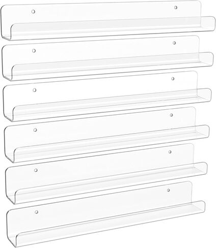 upsimples 6 حزمة أرفف أكريليك واضحة ، أرفف كتب الحضانة 12 "، رف كتب عائم صغير للأطفال ، جبل فينيل جدار ، حامل سجل ، رف مجلة ، عرض كوميدي ، ديكور رف الحافة الصورة in Saudi Arabia
