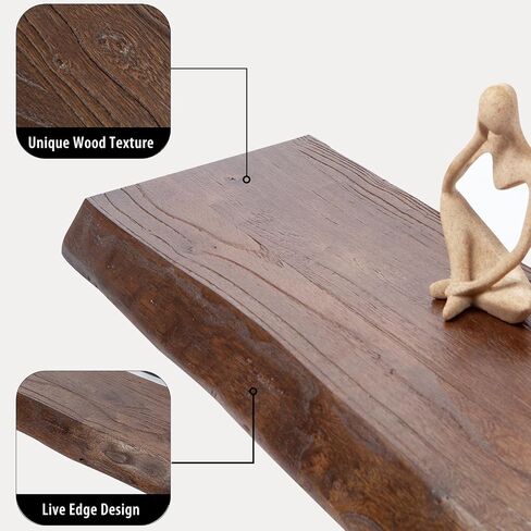 SAUMONIERES Live Edge Floating Shelves for Bedroom Living Room Wall Mounted Storage Long Natural Elm Wood Shelf Large Heavy Duty 8 Inch Deep, 24 inch Set of 2 Walnut Floating Shelves in Kuwait