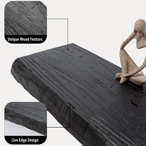 SAUMONIERES Live Edge Floating Shelves for Bedroom Living Room Wall Mounted Storage Long Natural Elm Wood Shelf Large Heavy Duty 8 Inch Deep, 24 inch Set of 2 Walnut Floating Shelves in Kuwait