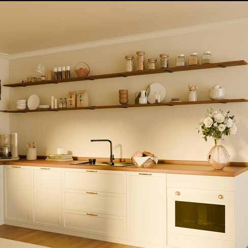 Rustic Wood Floating Shelves Set of 4, 60 Inches Wood Rustic Farmhouse Wall Shelves, Easy-to-Install Hanging Shelves for Living Room, Kitchen, and Bathroom, 150bs Capacity in Saudi Arabia