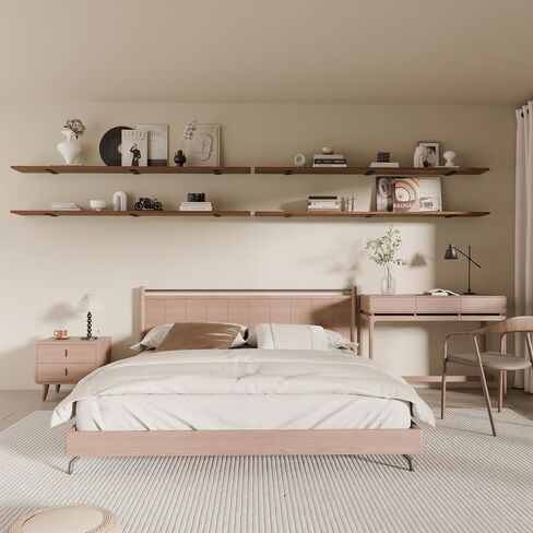 Rustic Wood Floating Shelves Set of 4, 60 Inches Wood Rustic Farmhouse Wall Shelves, Easy-to-Install Hanging Shelves for Living Room, Kitchen, and Bathroom, 150bs Capacity in Saudi Arabia