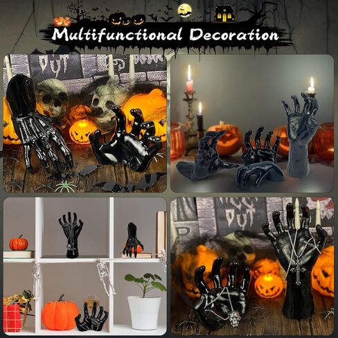 Halloween Decor Indoor, 4 Packs Creepy Reaching Hands with LED Candles, Life-Sized Gothic Wall Decor for Horror, Spooky Halloween Decorations for Home, Party, Goth & Dark Academia Style in Saudi Arabia