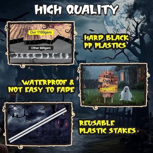 Halloween Decorations Outdoor, 6 Pack Realistic Corrugated Plastic Tombstones and Scary Graveyard Signs with Stakes, Statues Scary Lawn Decor for Vampire Graves, Garden, Home and Party in Saudi Arabia