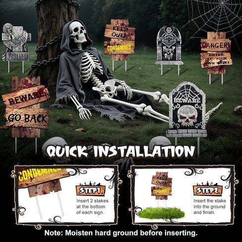 Halloween Decorations Outdoor, 6 Pack Realistic Corrugated Plastic Tombstones and Scary Graveyard Signs with Stakes, Statues Scary Lawn Decor for Vampire Graves, Garden, Home and Party in Saudi Arabia