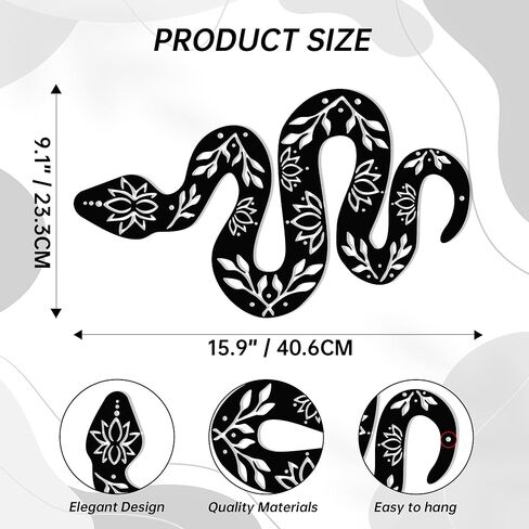 Mysterious Yoga Metal Snake Decor – Witchy Wall Art with Lotus Flower Design | 16" Bohemian Yoga Room & Altar Décor Sculpture in Kuwait