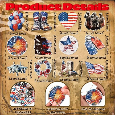 36 Pcs Memorial Day Wooden Ornaments Patriotic Tree Ornaments Red White Blue Hanging Decorations for Tree Car Happy Memorial Day Wooden Ornament for Holiday Party Home in Saudi Arabia