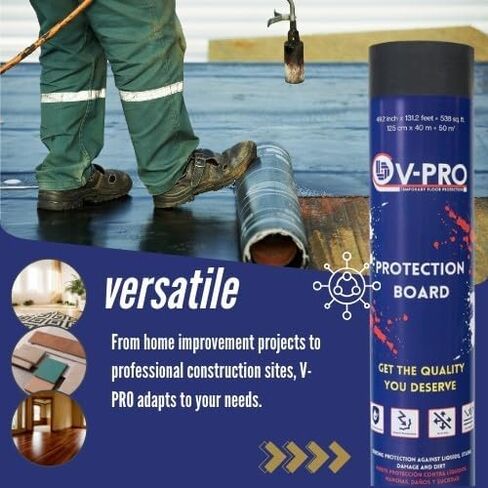 V-PRO 538sqft Floor Protector - Anti Paint, Durable, Waterproof, Floor Covering - Ideal for Construction, Renovations and Move. - Ultimate Floor Protection Solution for Home and Office in Saudi Arabia