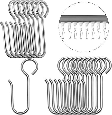 Jetec 60 Pcs Metal Curtain Track Hooks S Shaped Small Curtain Metal Drape Wire Hooks for Ceiling Drape Track (Silver) in Saudi Arabia