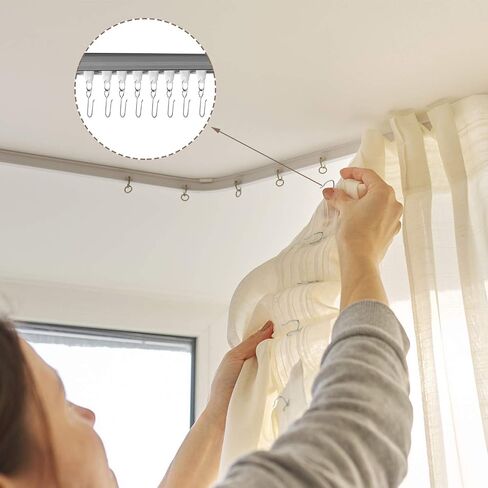 Jetec 60 Pcs Metal Curtain Track Hooks S Shaped Small Curtain Metal Drape Wire Hooks for Ceiling Drape Track (Silver) in Saudi Arabia