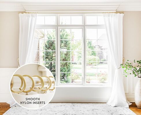 BlastHome® Luxury Curtain Rings – Premium Metal with Quiet, Smooth Nylon Inserts – Pinhooks and Clips Included – 1 1/2" Inside Diameter – 18 Rings for Two Standard Curtains – Brushed Gold in Saudi Arabia