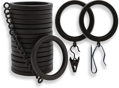 BlastHome® Luxury Curtain Rings – Premium Metal with Quiet, Smooth Nylon Inserts – Pinhooks and Clips Included – 1 1/2" Inside Diameter – 18 Rings for Two Standard Curtains – Brushed Gold in Saudi Arabia
