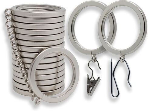 BlastHome® Luxury Curtain Rings – Premium Metal with Quiet, Smooth Nylon Inserts – Pinhooks and Clips Included – 1 1/2" Inside Diameter – 18 Rings for Two Standard Curtains – Brushed Gold in Saudi Arabia