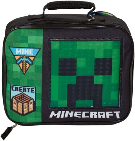 Minecraft Lunch Box for Boys and Girls - Soft Insulated Lunch Bag for Kids, Green in Saudi Arabia