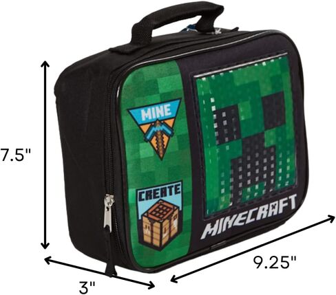 Minecraft Lunch Box for Boys and Girls - Soft Insulated Lunch Bag for Kids, Green in Saudi Arabia