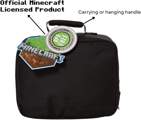 Minecraft Lunch Box for Boys and Girls - Soft Insulated Lunch Bag for Kids, Green in Saudi Arabia