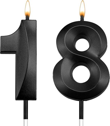 عيد ميلاد 18 شموع 18 شموع لزخارف عيد الميلاد الثامنة عشر للأولاد سعيد 18 كعكة عيد ميلاد أعلى 18 شموع عيد ميلاد أسود شموع 81 شمعة للكعكة in Kuwait