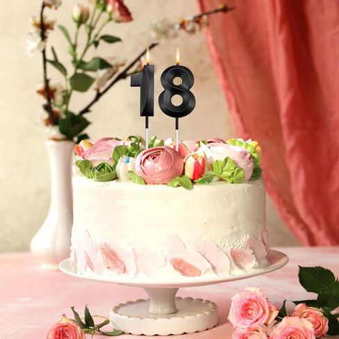 عيد ميلاد 18 شموع 18 شموع لزخارف عيد الميلاد الثامنة عشر للأولاد سعيد 18 كعكة عيد ميلاد أعلى 18 شموع عيد ميلاد أسود شموع 81 شمعة للكعكة in Kuwait