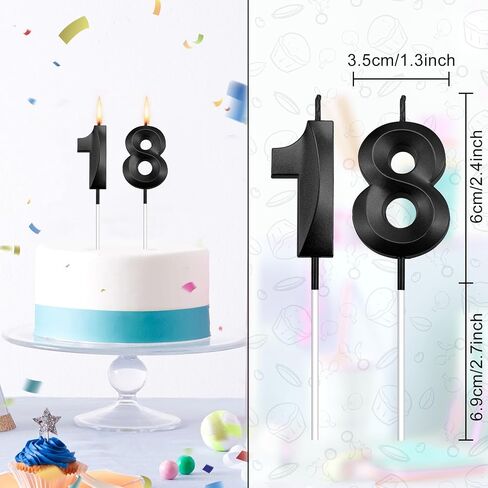 عيد ميلاد 18 شموع 18 شموع لزخارف عيد الميلاد الثامنة عشر للأولاد سعيد 18 كعكة عيد ميلاد أعلى 18 شموع عيد ميلاد أسود شموع 81 شمعة للكعكة in Kuwait