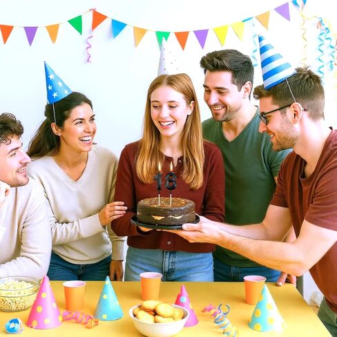 عيد ميلاد 18 شموع 18 شموع لزخارف عيد الميلاد الثامنة عشر للأولاد سعيد 18 كعكة عيد ميلاد أعلى 18 شموع عيد ميلاد أسود شموع 81 شمعة للكعكة in Kuwait