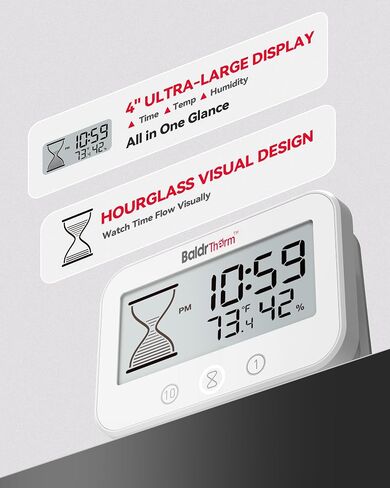 Digital Timer, Works as a Countdown Timer, Real-time Clock, Hygrometer Thermometer. IP67 Waterproof Safe for Kitchen Bathroom Use. (White) in Saudi Arabia
