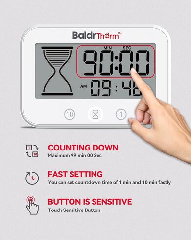 Digital Timer, Works as a Countdown Timer, Real-time Clock, Hygrometer Thermometer. IP67 Waterproof Safe for Kitchen Bathroom Use. (White) in Saudi Arabia