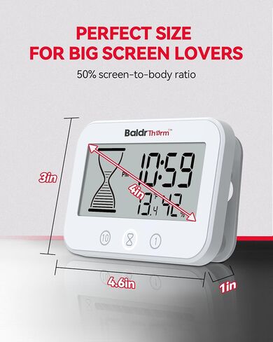 Digital Timer, Works as a Countdown Timer, Real-time Clock, Hygrometer Thermometer. IP67 Waterproof Safe for Kitchen Bathroom Use. (White) in Saudi Arabia