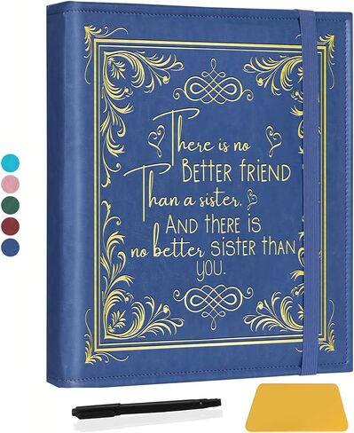 ألبوم صور الأخوات لـ 3x5 4x6 5x7 صور ديي ذاكرة جلدية ألبوم Bestie Gifts Bff Photo Photo Book Soul Sisters Gifts (ألبوم Better Friend-Dark Blue) in Kuwait