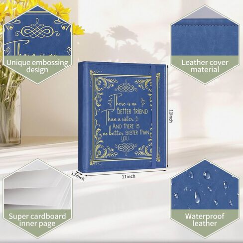 ألبوم صور الأخوات لـ 3x5 4x6 5x7 صور ديي ذاكرة جلدية ألبوم Bestie Gifts Bff Photo Photo Book Soul Sisters Gifts (ألبوم Better Friend-Dark Blue) in Kuwait