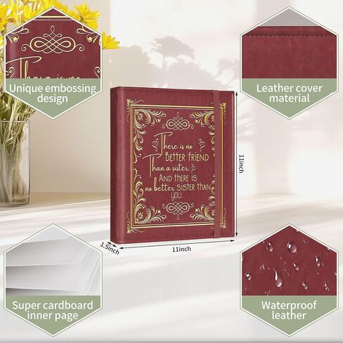 ألبوم صور الأخوات لـ 3x5 4x6 5x7 صور ديي ذاكرة جلدية ألبوم Bestie Gifts Bff Photo Photo Book Soul Sisters Gifts (ألبوم Better Friend-Dark Blue) in Saudi Arabia