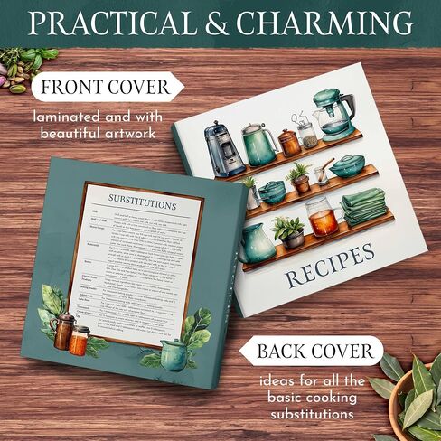 Recipe Binder Organizer, 3 Ring Silver Cookbook Binder with 30 Recipe Pages, 30 Plastic Sleeves, 9 Full Color Dividers 11x12x2 Inch, Recipe Organizer in Saudi Arabia