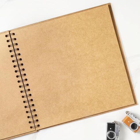 Scrapbook 10 x 10 Inch DIY Square Photo Window + 3 Corner Stickers, Photo Album Hardcover Kraft Paper Brown 20 Sheets/ 40 Pages in Saudi Arabia