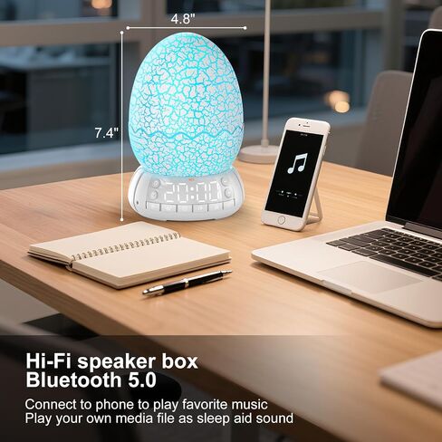 Dragon Egg Alarm Clock with Sunrise Simulation, Wireless Bluetooth Speaker, Portable Touch Control Dragon Egg Night Light, 20 Soothing Sounds, Unique Gift for Kids Adults, Home Desk Decor in Saudi Arabia