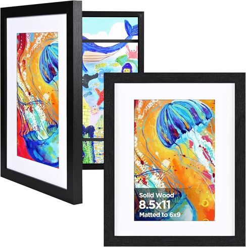 Kinlink 9x12 Kids Frames Frames مجموعة من 2 ، إطارات العمل الفنية الخشبية الصلبة المتغيرة مع الافتتاح الأمامي الأكريليك يحمل 150 صورة ، إطار فني للأعمال الفنية للأطفال أو بدون حصيرة ، طبيعية in Saudi Arabia