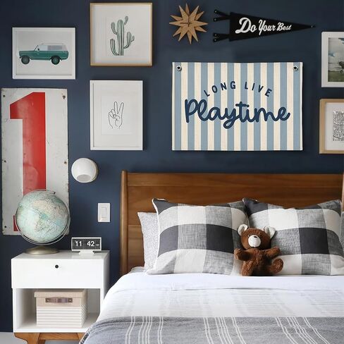 Playroom Wall Decor, Kids Toddler Boy Playroom Decor Hanging Linen Banner,Play Room Wall Decor for Kids Boys Nursrry, 20x30 Inch in Kuwait