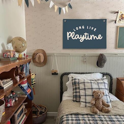 Playroom Wall Decor, Kids Toddler Boy Playroom Decor Hanging Linen Banner,Play Room Wall Decor for Kids Boys Nursrry, 20x30 Inch in Kuwait